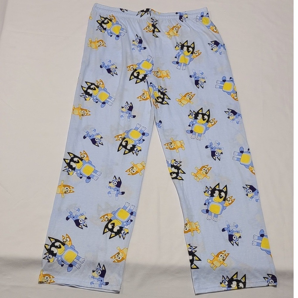 Bluey Mens Knit Pajama Pants Light Blue Character Print Sleepwear XL NWT